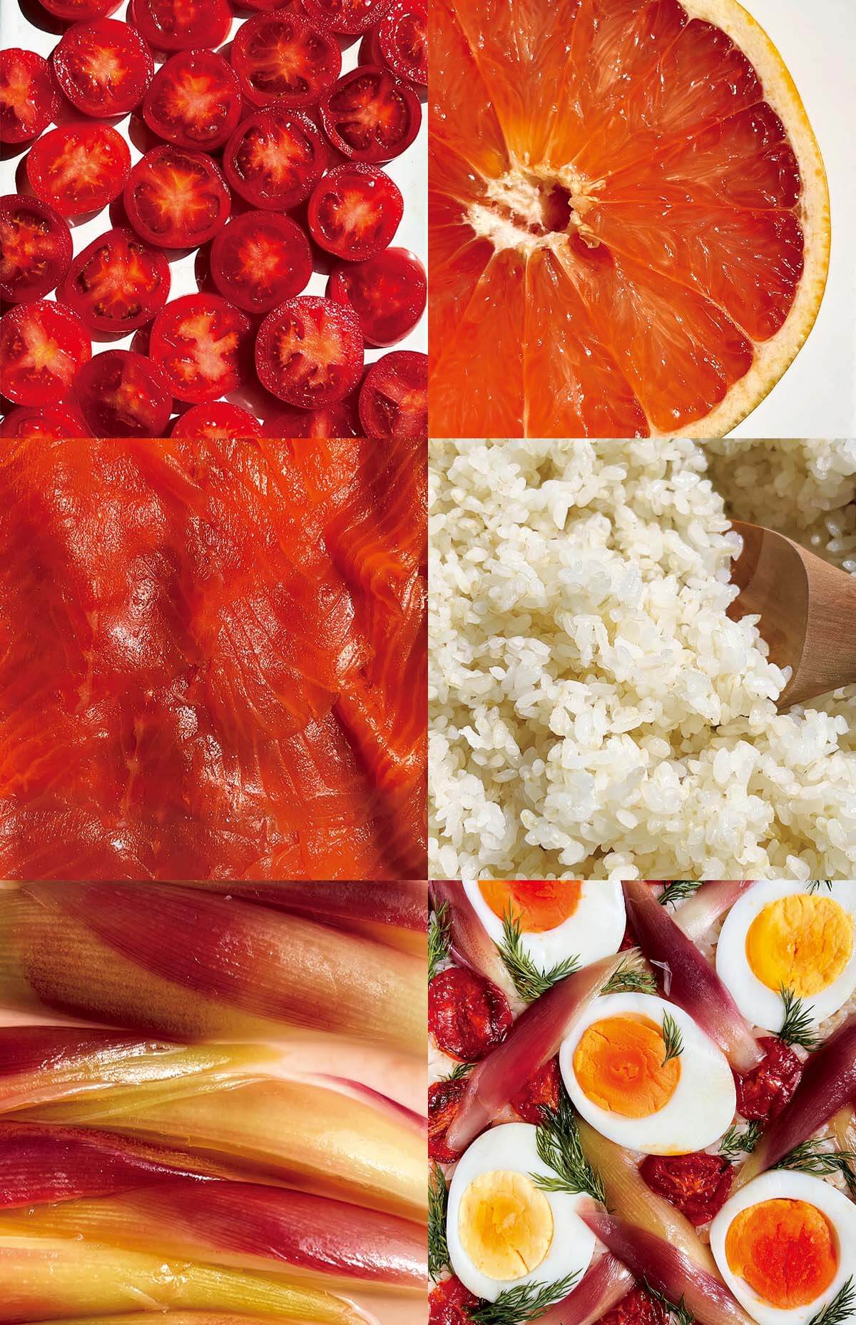 グレープフルーツとスモークサーモンの「こけら寿司」の食材の画像