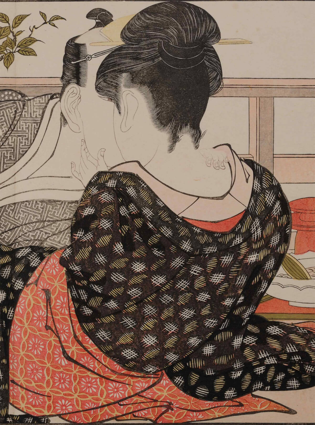 『歌まくら』（部分） 喜多川歌麿画 横大判錦絵折帖 前期：4/22（火）～5/18（日） （後期は別本を展示） 天明8年（1788） 浦上蒼穹堂蔵 