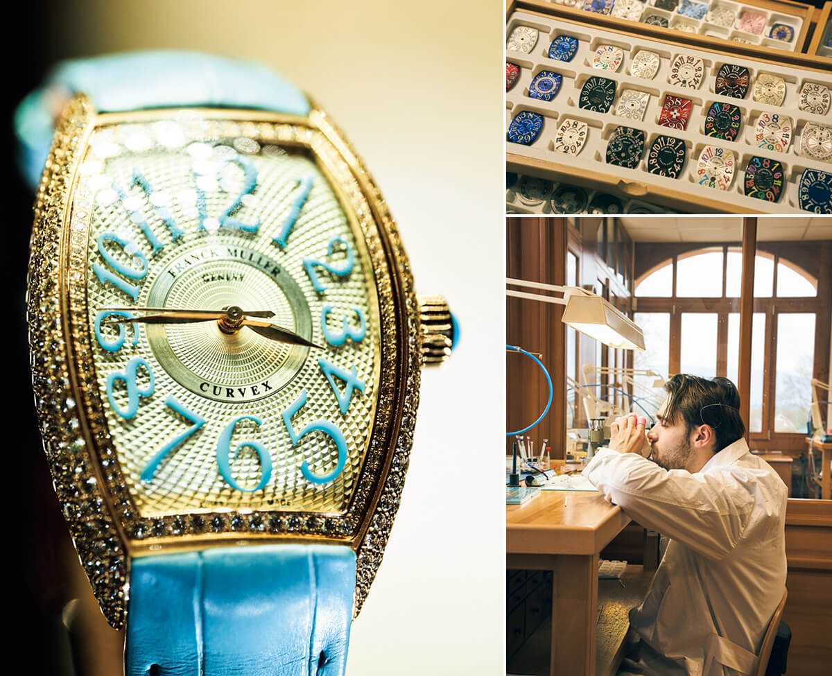 左／フランク ミュラーの時計の画像　右／フランク ミュラーの時計製造の画像