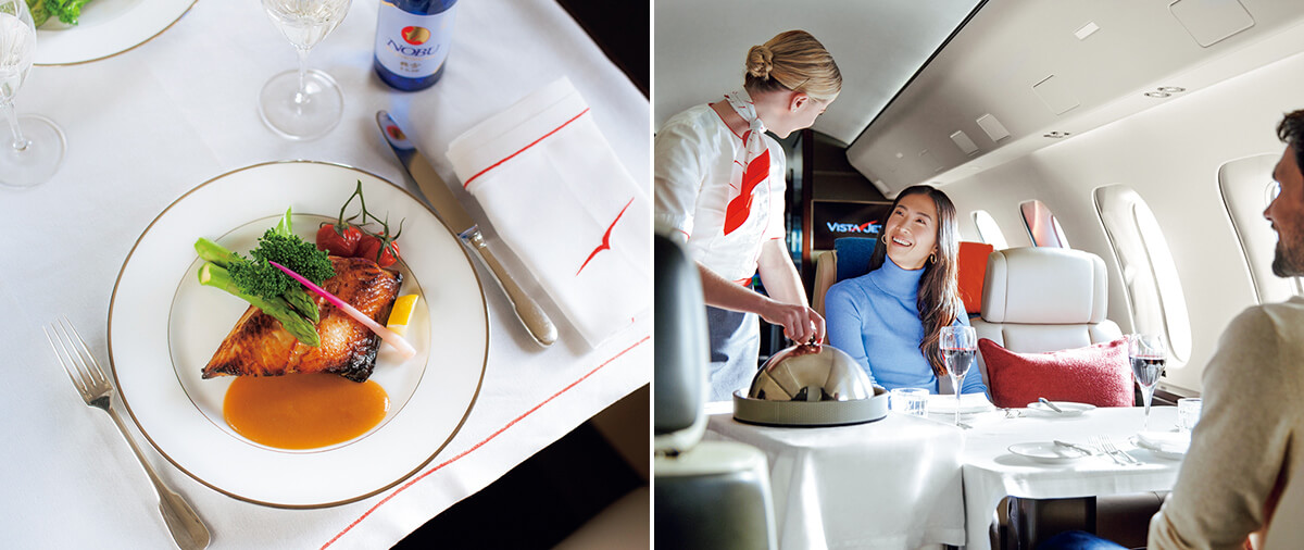 左は食事の画像。右は食事を提供している様子の画像