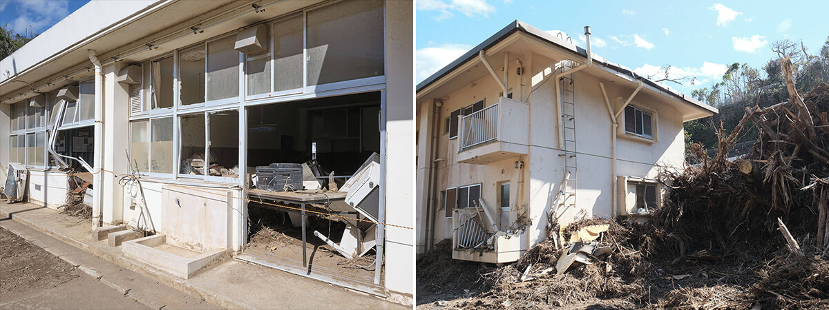 台風の直撃でもっとも大きな被害を受けた南東部の末吉地区の画像