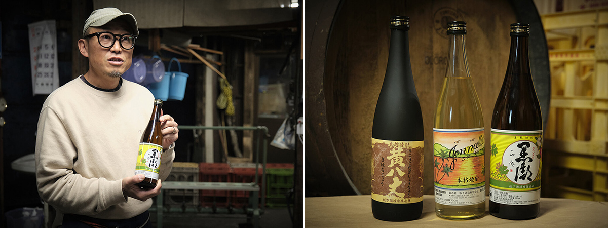 坂下酒造の芋焼酎「黒潮」、「黄八丈」、「JONNALIE」の画像