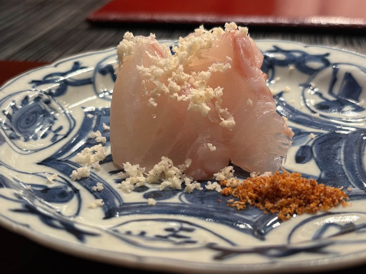 「羽太の生ハム締め 白わさび」の画像