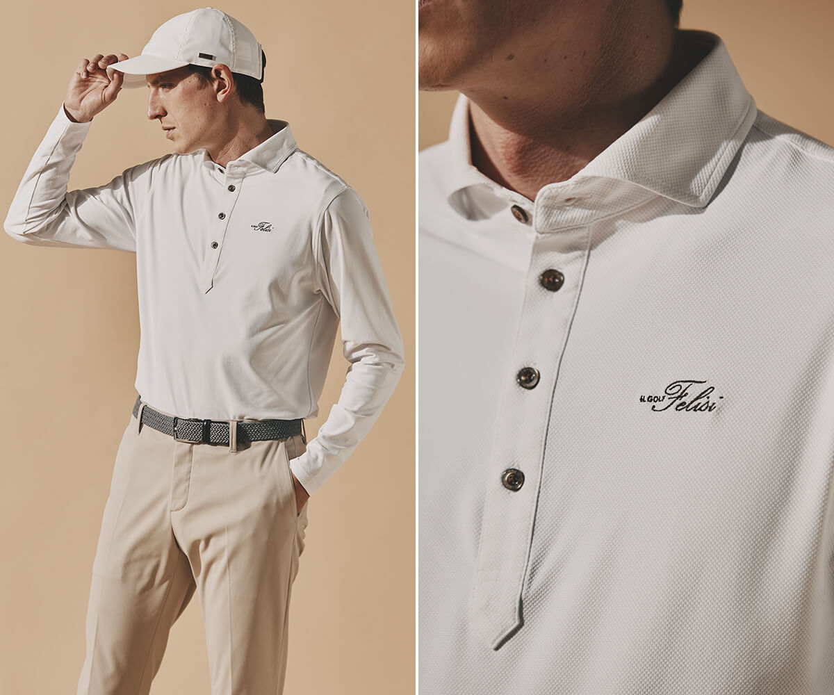 フェリージ イル ゴルフのホリゾンタルカラーのシャツの着用画像