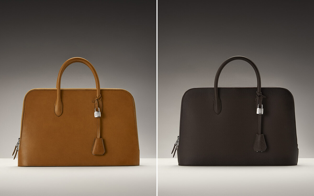 左/「ボードン スリムドキュメントケース 41」タンブライドルレザー 右/「ボードン スリムドキュメントケース 40」グレーグレインカーフの画像