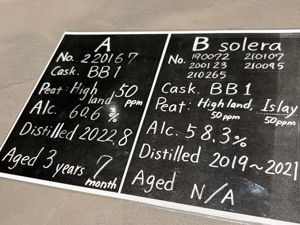 この日の「A」と「B　solera」についての基本データの画像