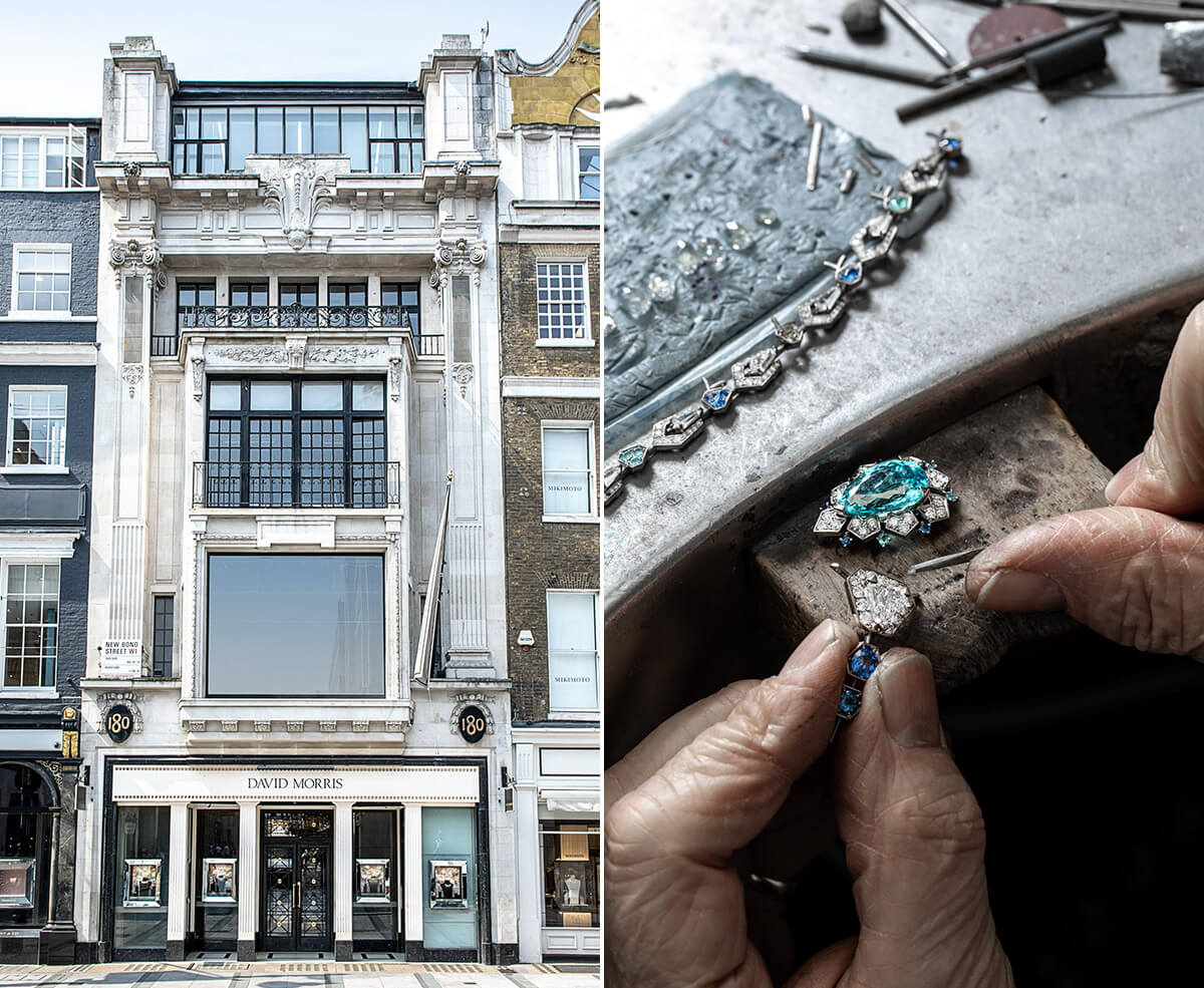 ロンドン、ニュー・ボンド・ストリートの本店と、同建物内にあるアトリエでの作業の様子の画像