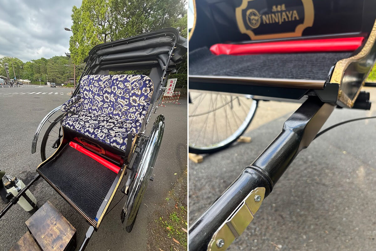 左／今回乗った人力車　右／引き棒の画像