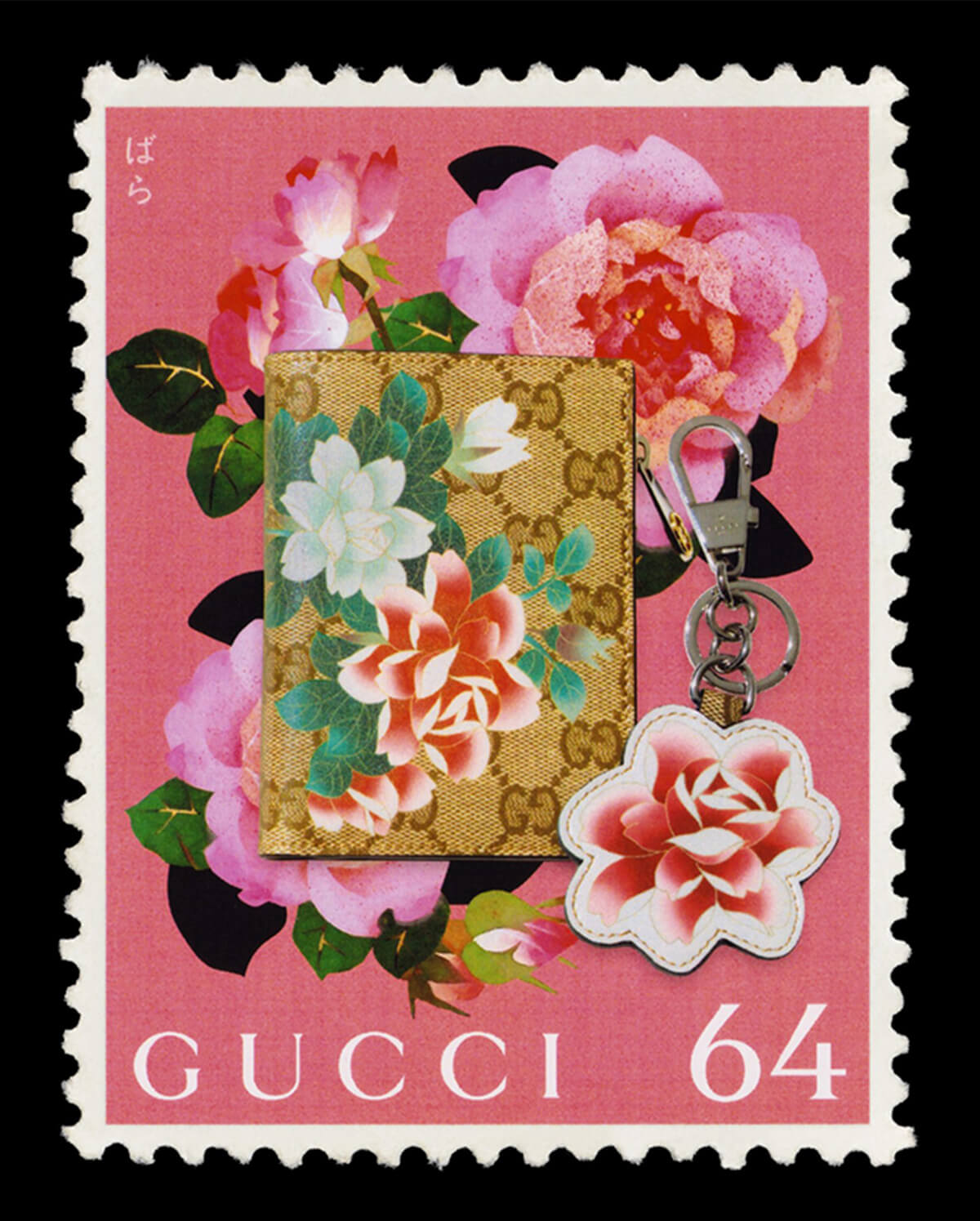 「Gucci × 安藤七宝店」カプセルコレクションのキャンペーンヴィジュアルより、左は日本限定ミディアムウォレット、右は日本限定キーチェーンの画像