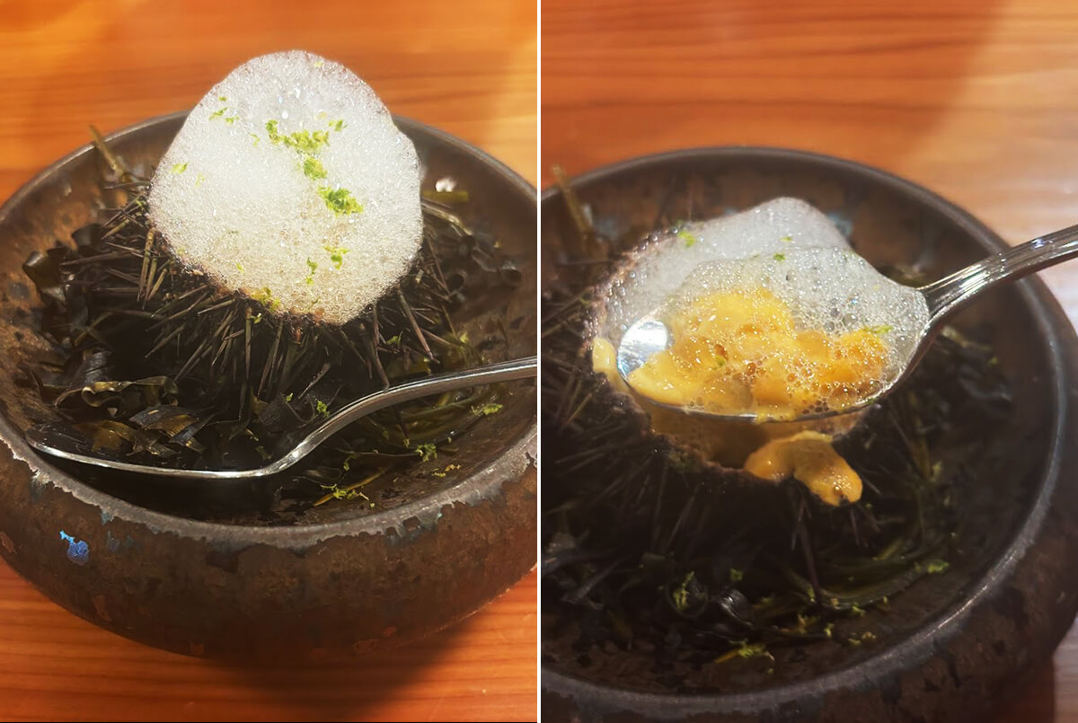 最初に出されるウニのフランの画像